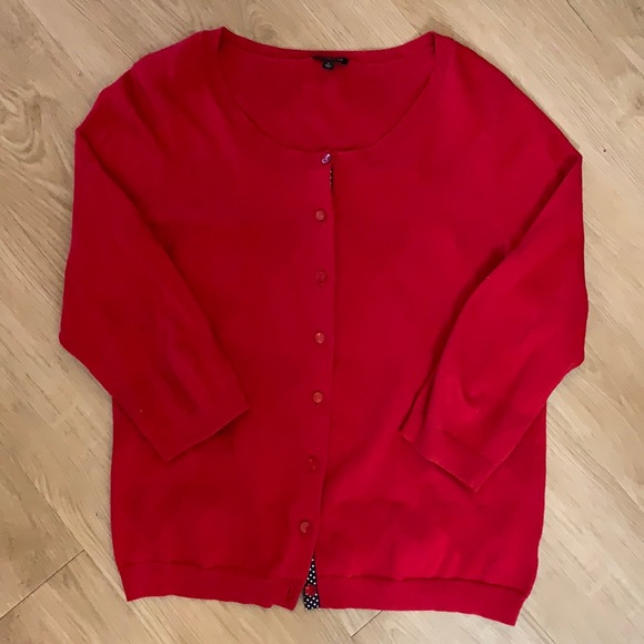 Talbots Sweaters - Talbots Red Cardigan with Embossed Hearts